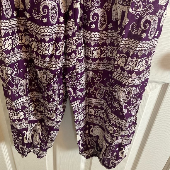 Elephant Print Purple Pants 100% rayon women - Picture 11 of 11